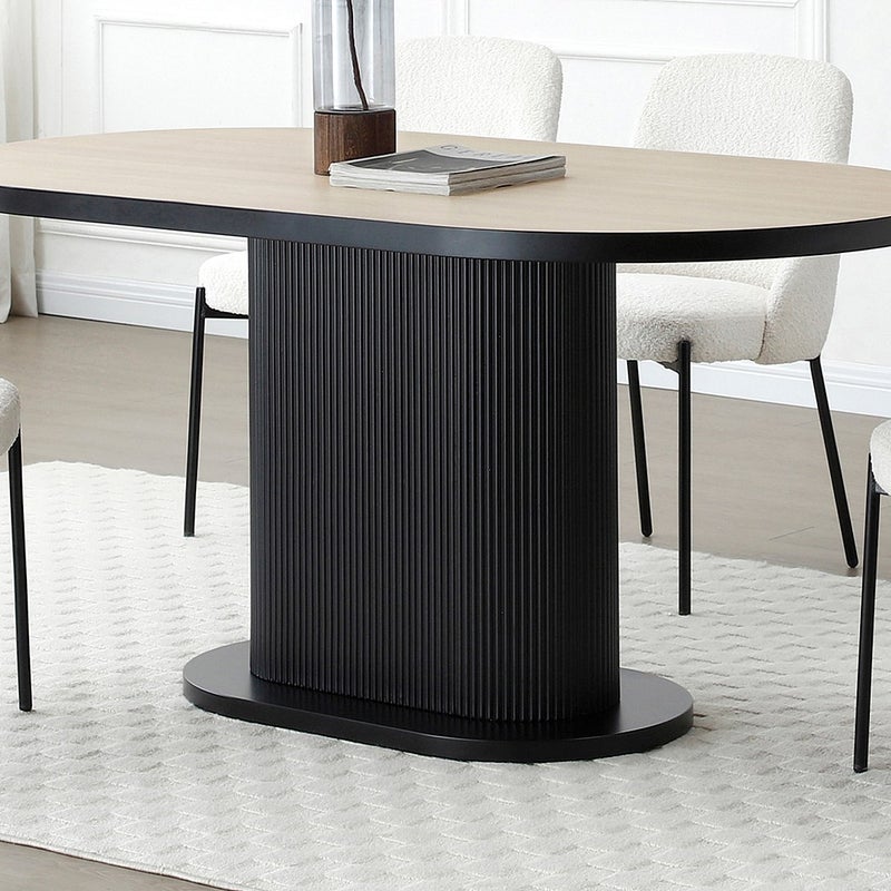 Stół do jadalni dla 6 osób z MDF - Naturalny i Czarny - CALIENO