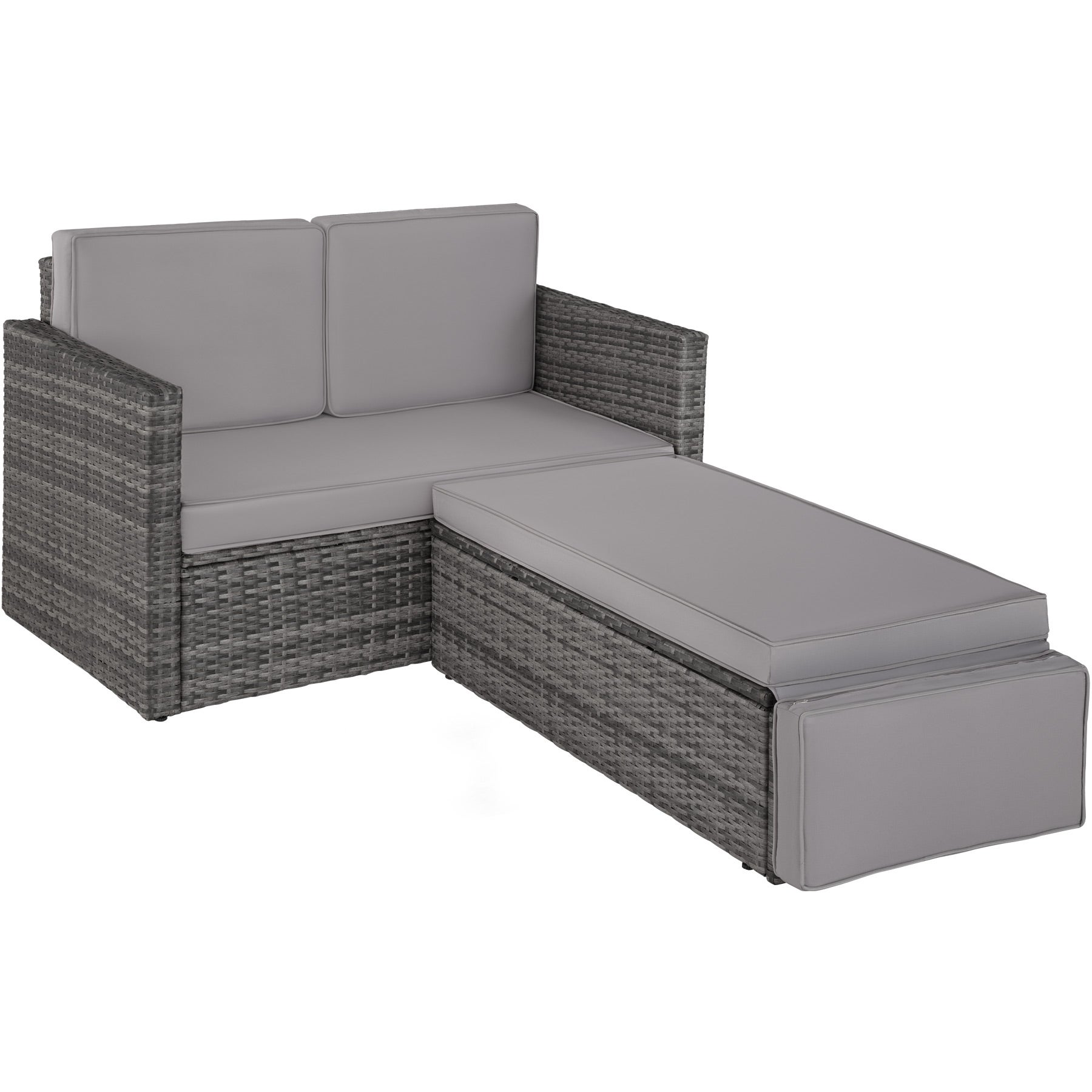 Divano da giardino Lounge in polietilene e acciaio 2 posti con poggiapiedi pieghevole TECTAKE - 2