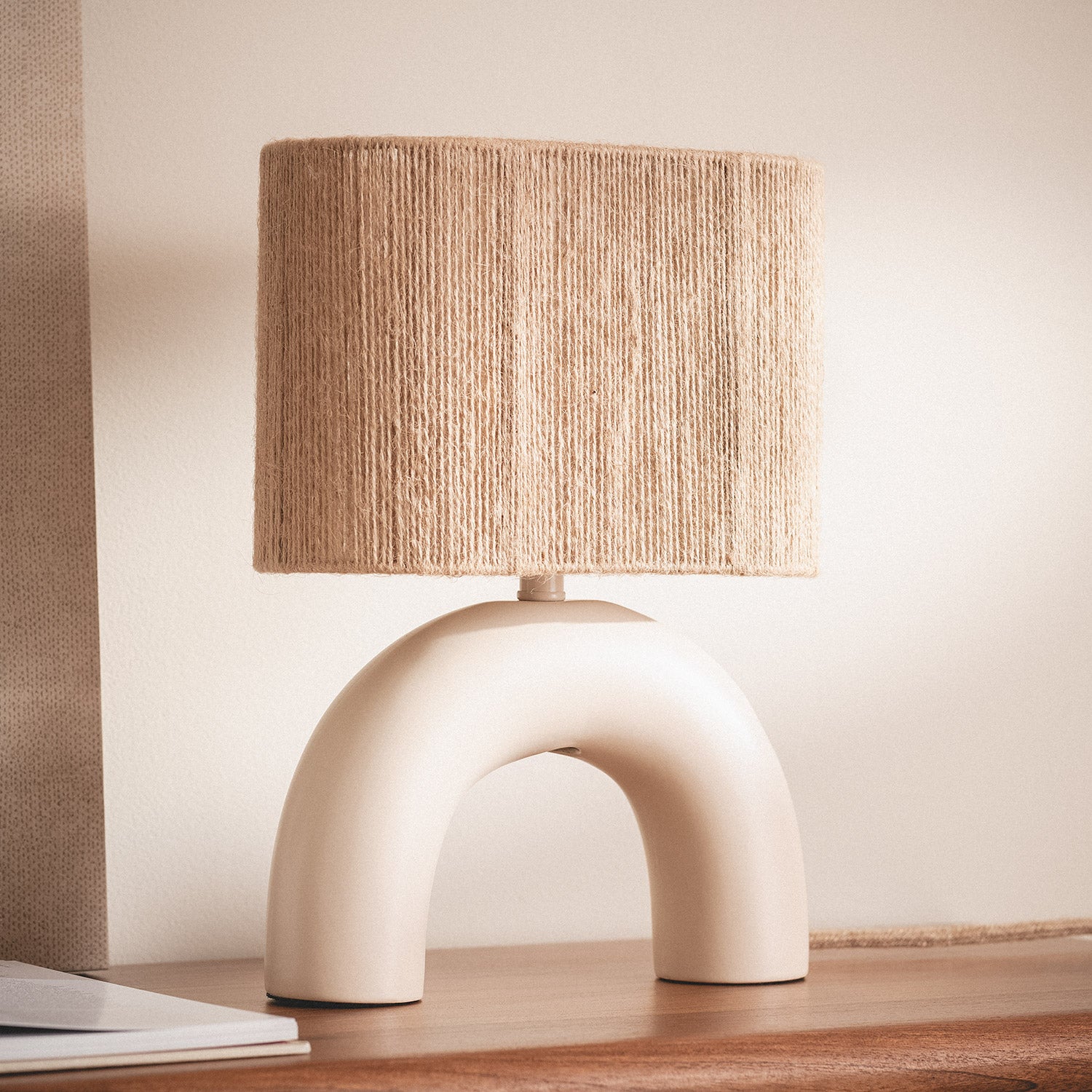 Ledkia Lámpara de Mesa Cerámica y Cuerda Natural Callie Beige - 5