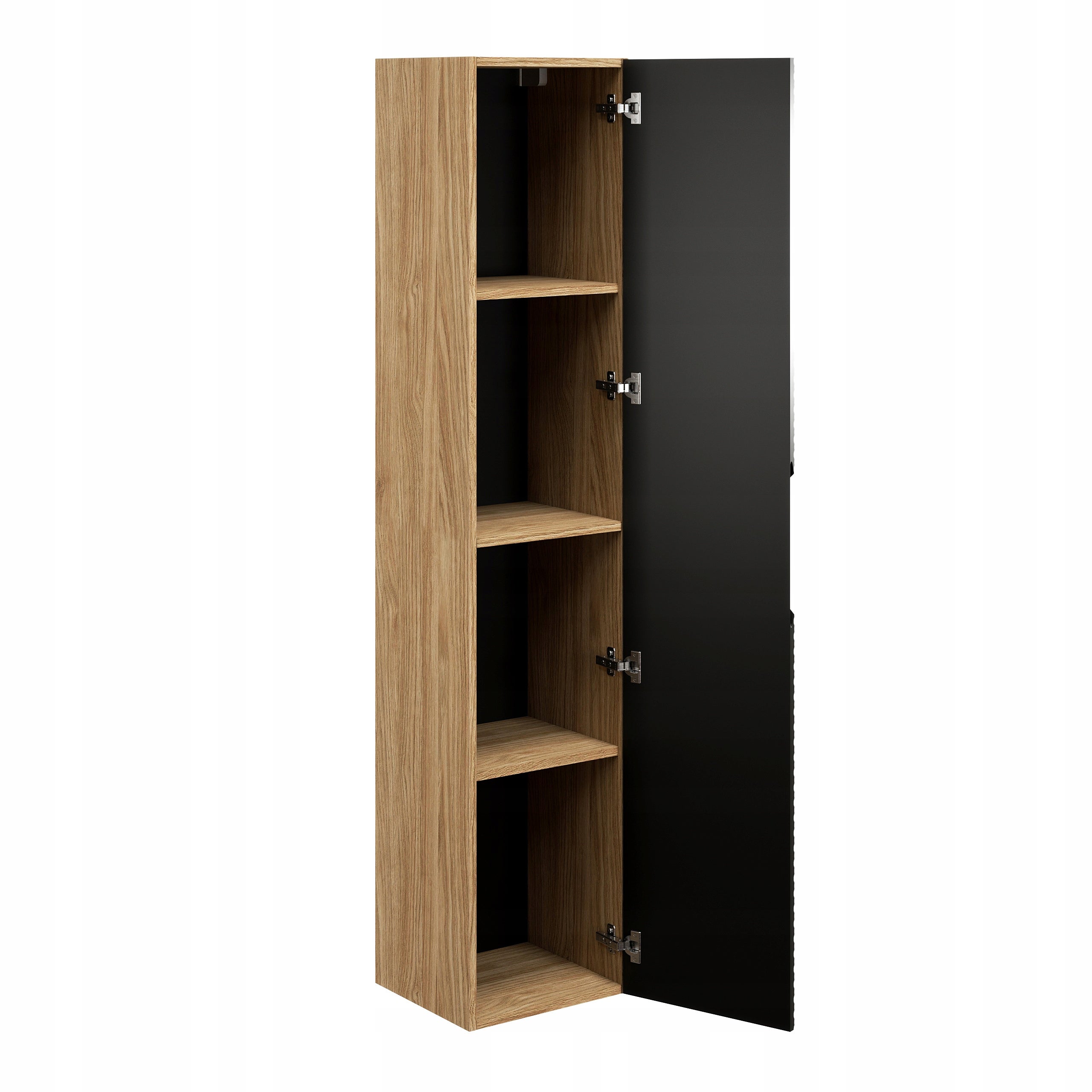 Słupek łazienkowy OCEAN 170 cm czarny dąb olejowany front 3D MDF wiszący 1 drzwi - 6