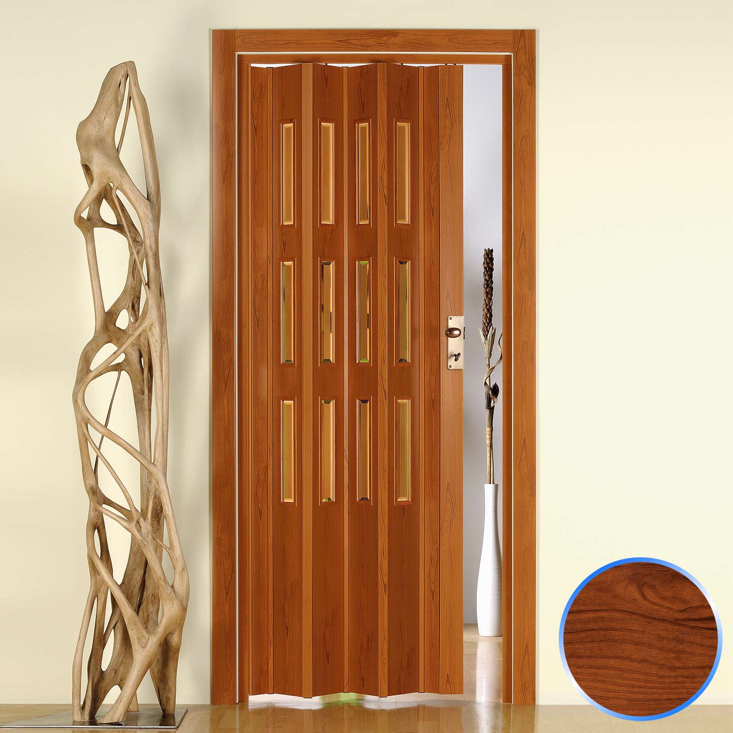 Porte pliante accordèon en pvc cerisier verre clair 88,5x214cm mod — free download