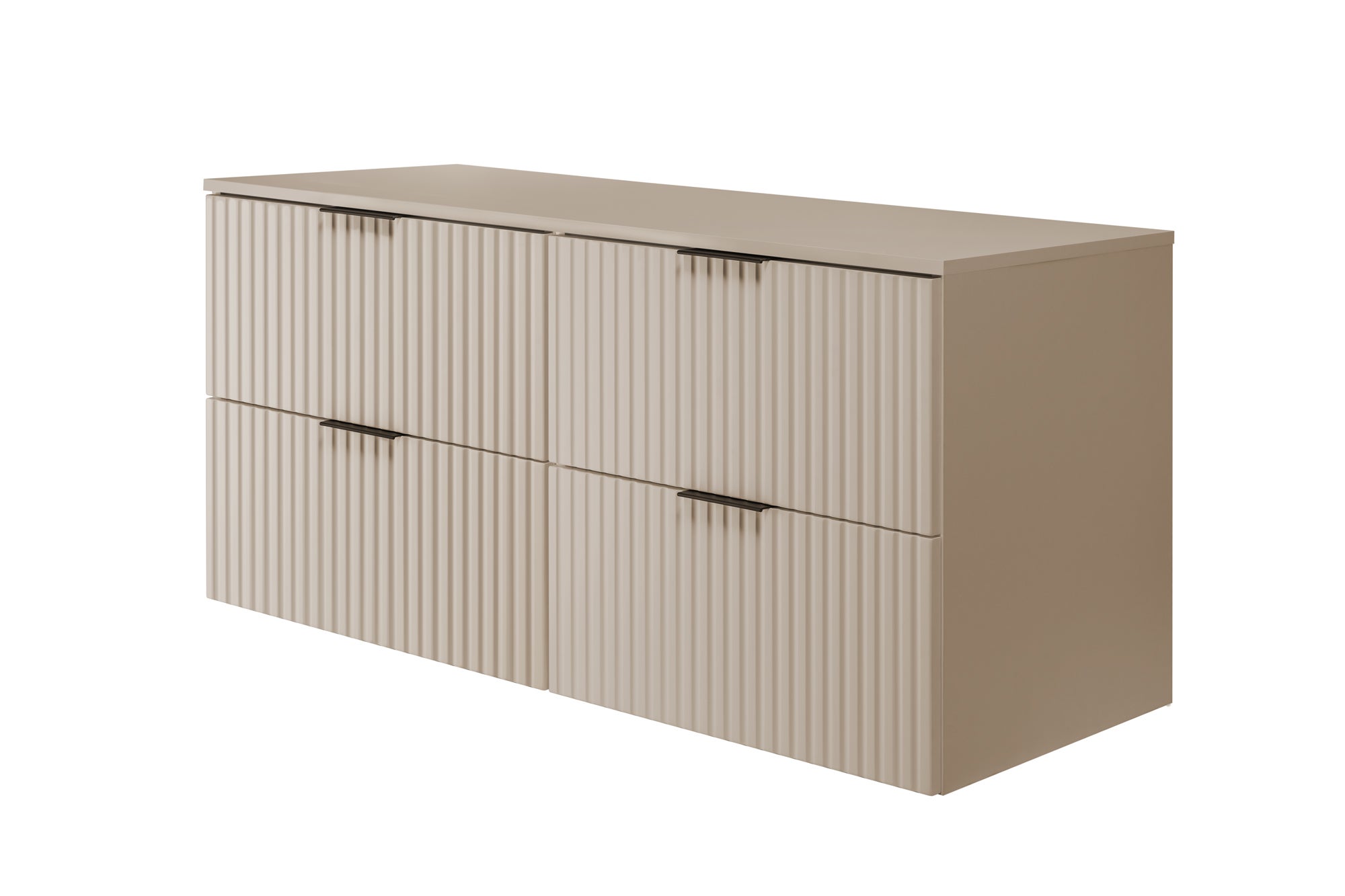 Meuble Sous-Lavabo Salle De Bain 120 Cm - 4 Tiroirs Soft Close, Couleur Cachemire Mat - Plateau Inclus