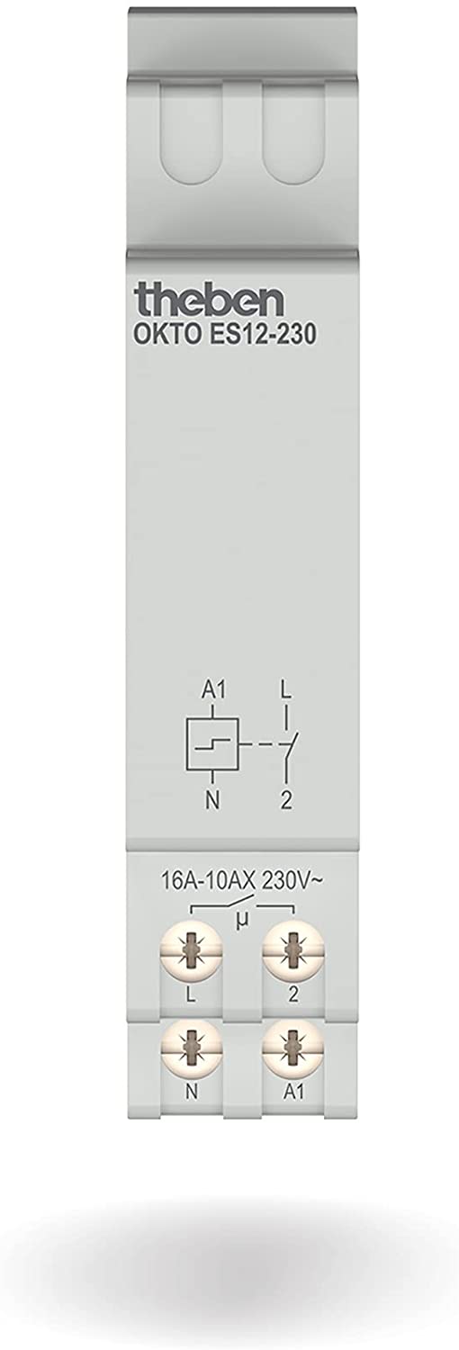 Theben 3120130 OKTO ES12-230 Impulsowy przekaźnik krokowy, 230 V, elektroniczny, szyna DIN, 1 kanał/styk, LED do 600 W - 2