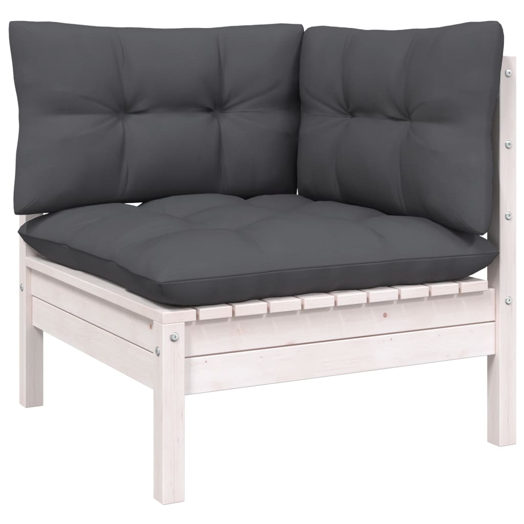 Maison Exclusive - Salon de jardin 3 pcs avec coussins Blanc Bois de pin massif - 3
