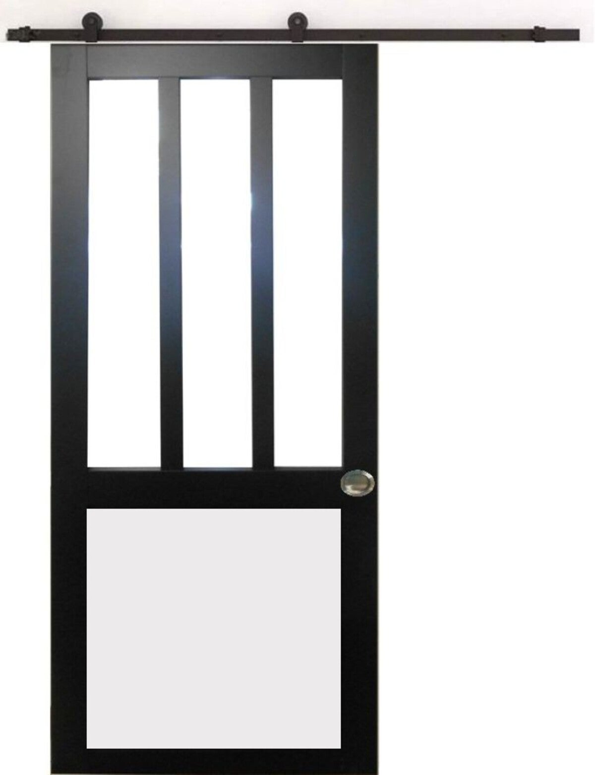 Porte Coulissante Atelier Noir Et Blanc Vitrée H204 X L83, Rail à ...