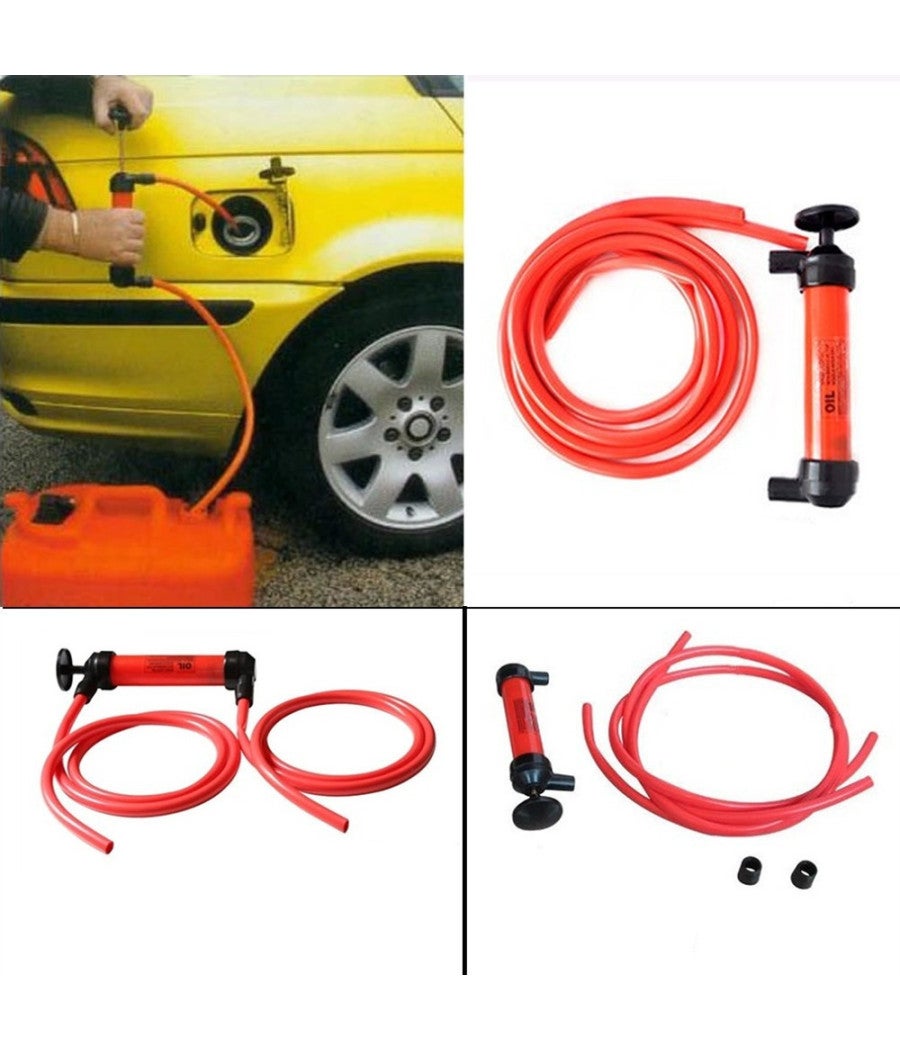 Tubo Pompa A Sifone Manuale 1,8m - Autoadescante Per Benzina, Acqua, Olio - Con Valvola In Rame E Sacca