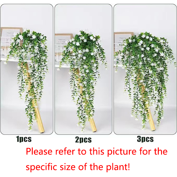 Plantes suspendues artificielles 2 pièces, fleurs artificielles blanches, décoration de lierre artificiel, murs intérieurs et extérieurs - 3