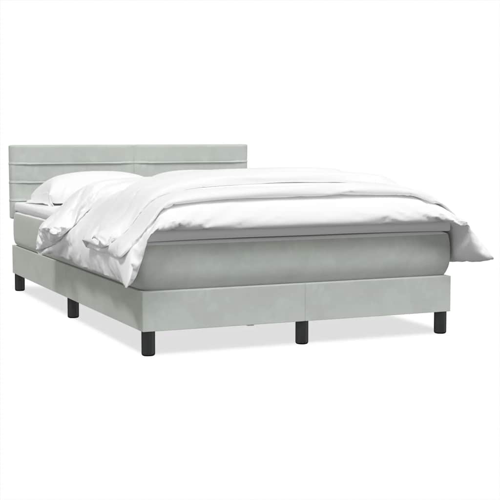 Lit boxspring avec matelas en velours gris clair 160x210 cm - COMFORTXL ...