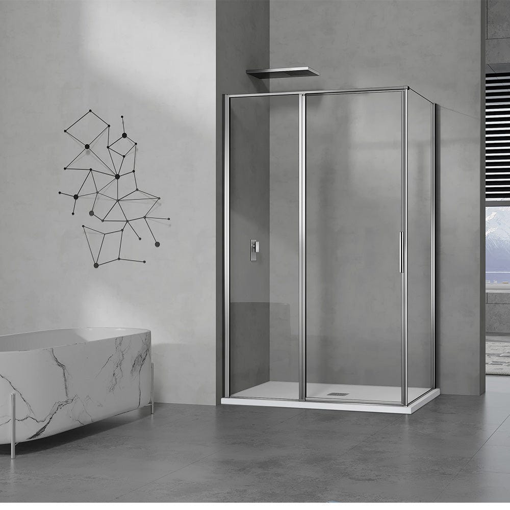 Schulte cabine de douche intégrale 90 x 90 x 200 cm (bac de douche inclus), profilé alu-argenté, paroi en angle avec portes coulissantes, verre de sécurité, cabine complète carré Schulte cabine de douche intégrale 90 x 90 x 200 cm (bac de douche inclus), profilé alu-argenté, paroi en angle avec portes coulissantes, verre de sécurité, cabine complète carré