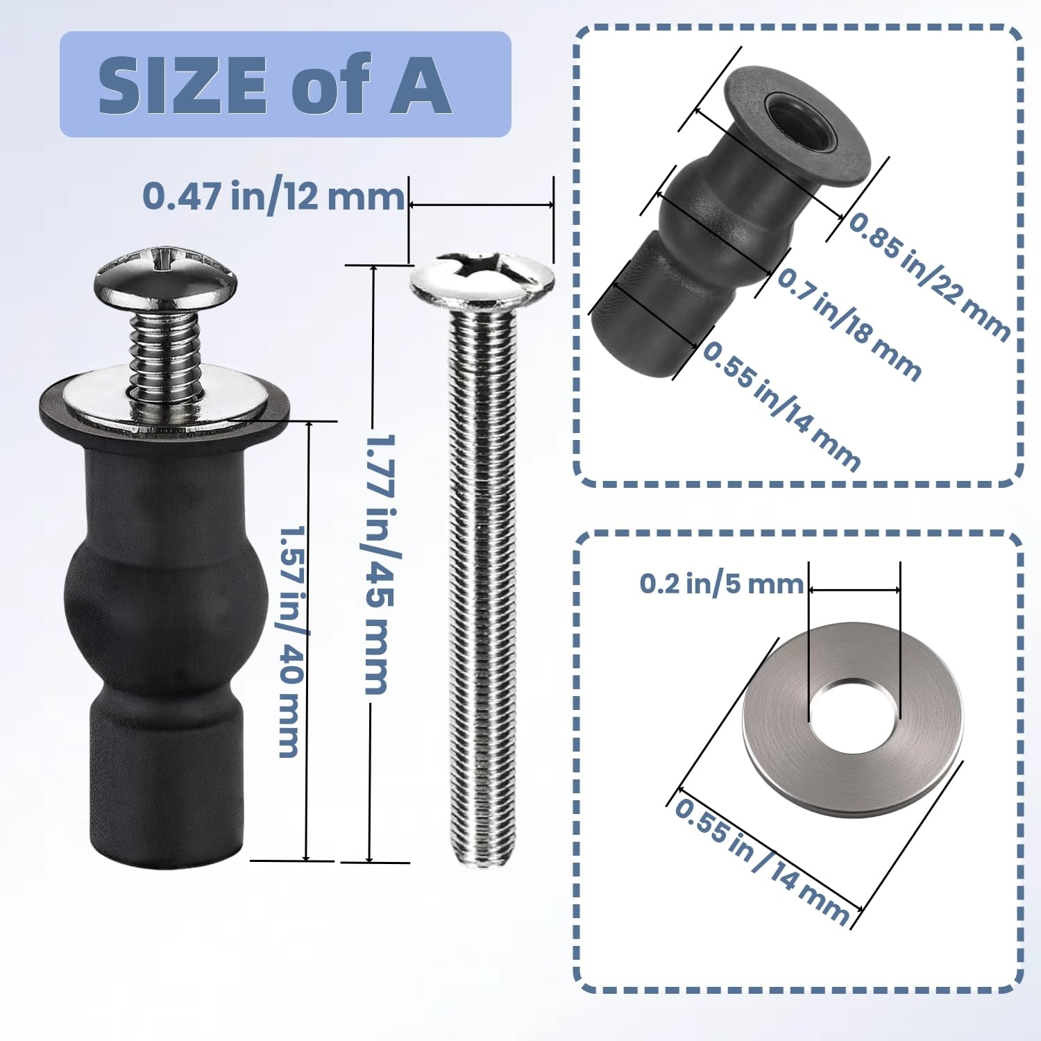 4 Pcs Abattant WC Fixations Charnières, Vis D'expansion pour Couvercle de Toilette Fixation Abattant WC Vis pour Lunette Toilette Ensemble - 3