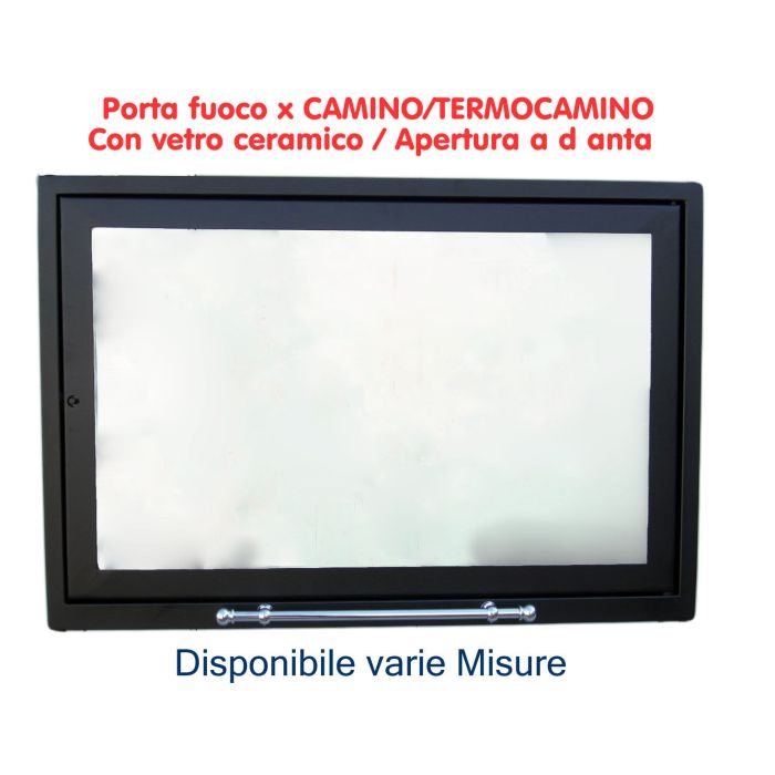Drzwiczki kominkowe z szybą ceramiczną dł. 79,0 x wys. 48,0 cm
