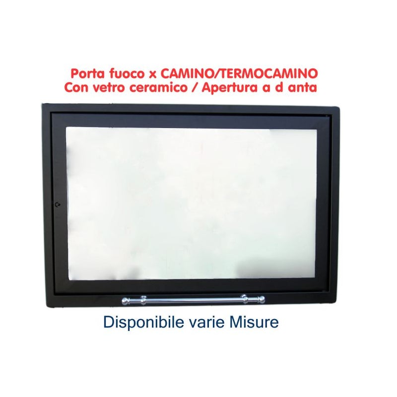Drzwiczki kominkowe z szybą ceramiczną dł. 79,0 x wys. 48,0 cm