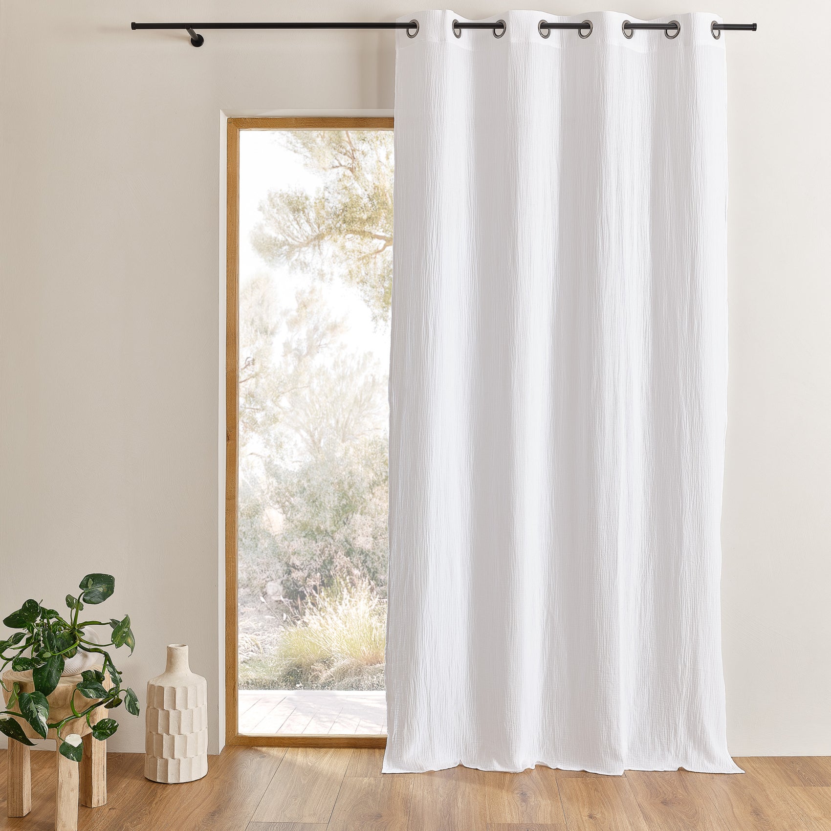No. 918 Emily Tenda A Pannello Scorrevole In Voile Bianco Con Occhielli - 254x213 Cm, Filtra Luce E Privacy - 3