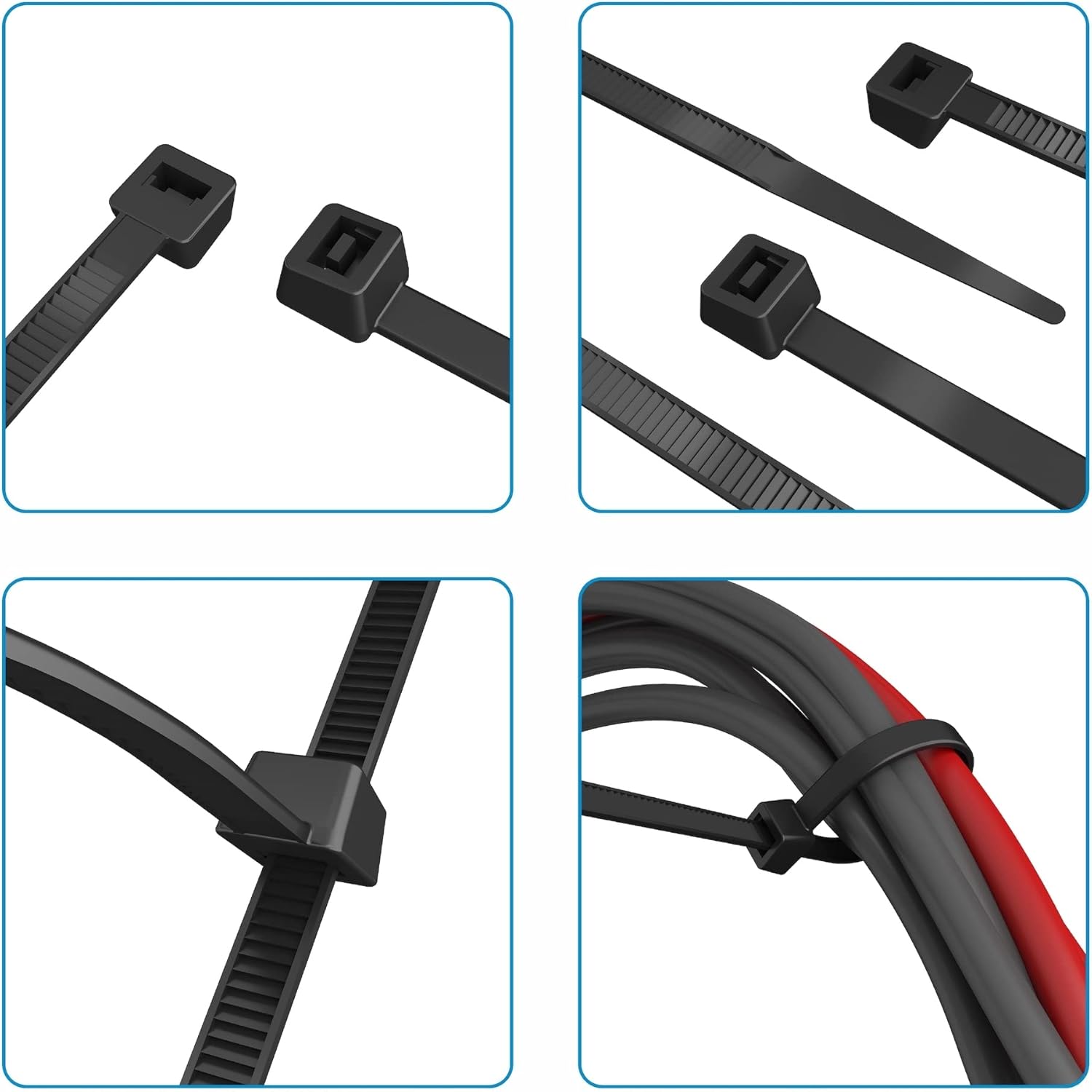 Collier de Serrage Grande Taille 500 mm x 7,6 mm, Attache Câble, Serre Câbles Grand Nylon, Colliers Serre-Cable 500mm, Noir, Lot de 100 Pièces - 2