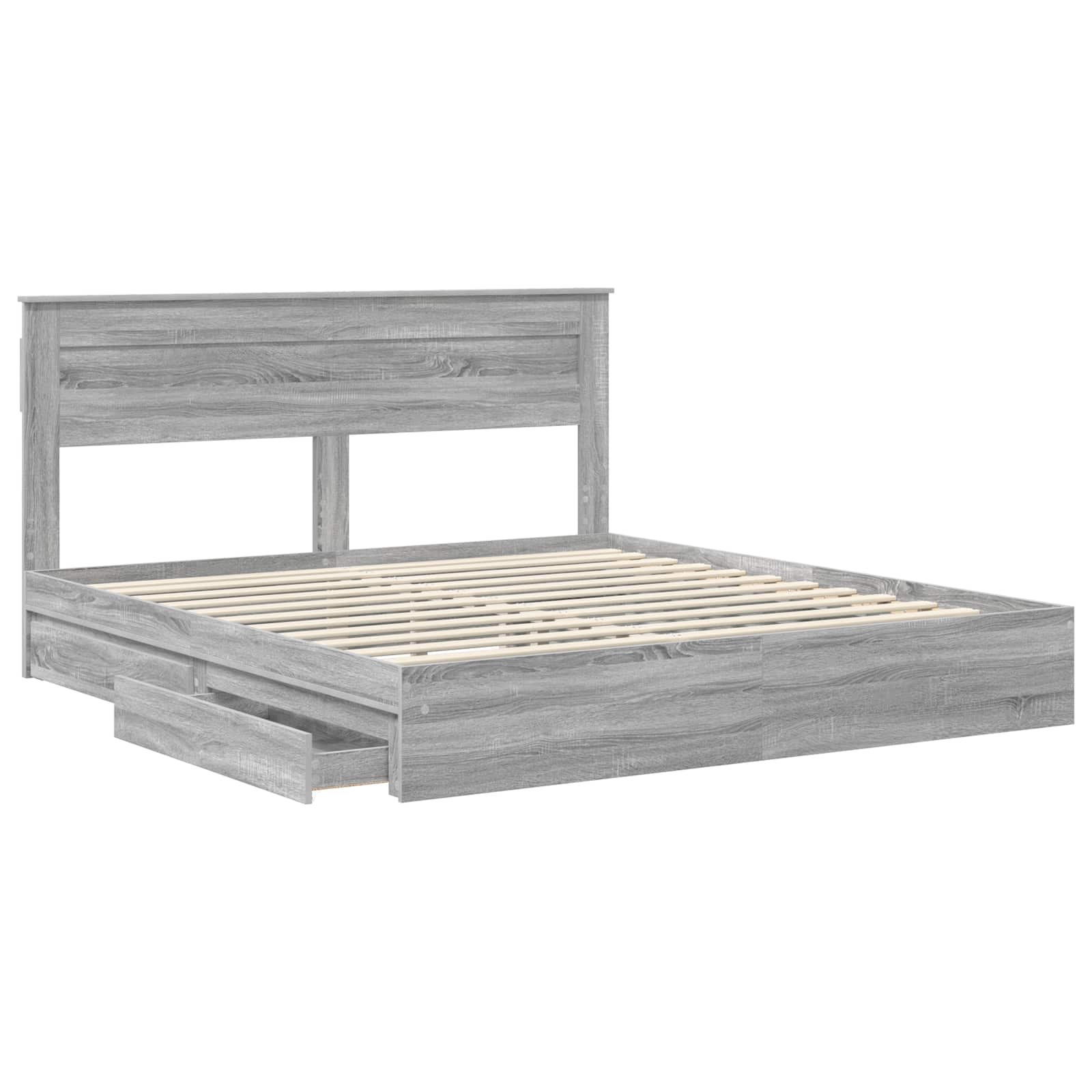 Lit avec rangement, panneau de bois, gris, pour la chambre, 180 × 200 cm - 5