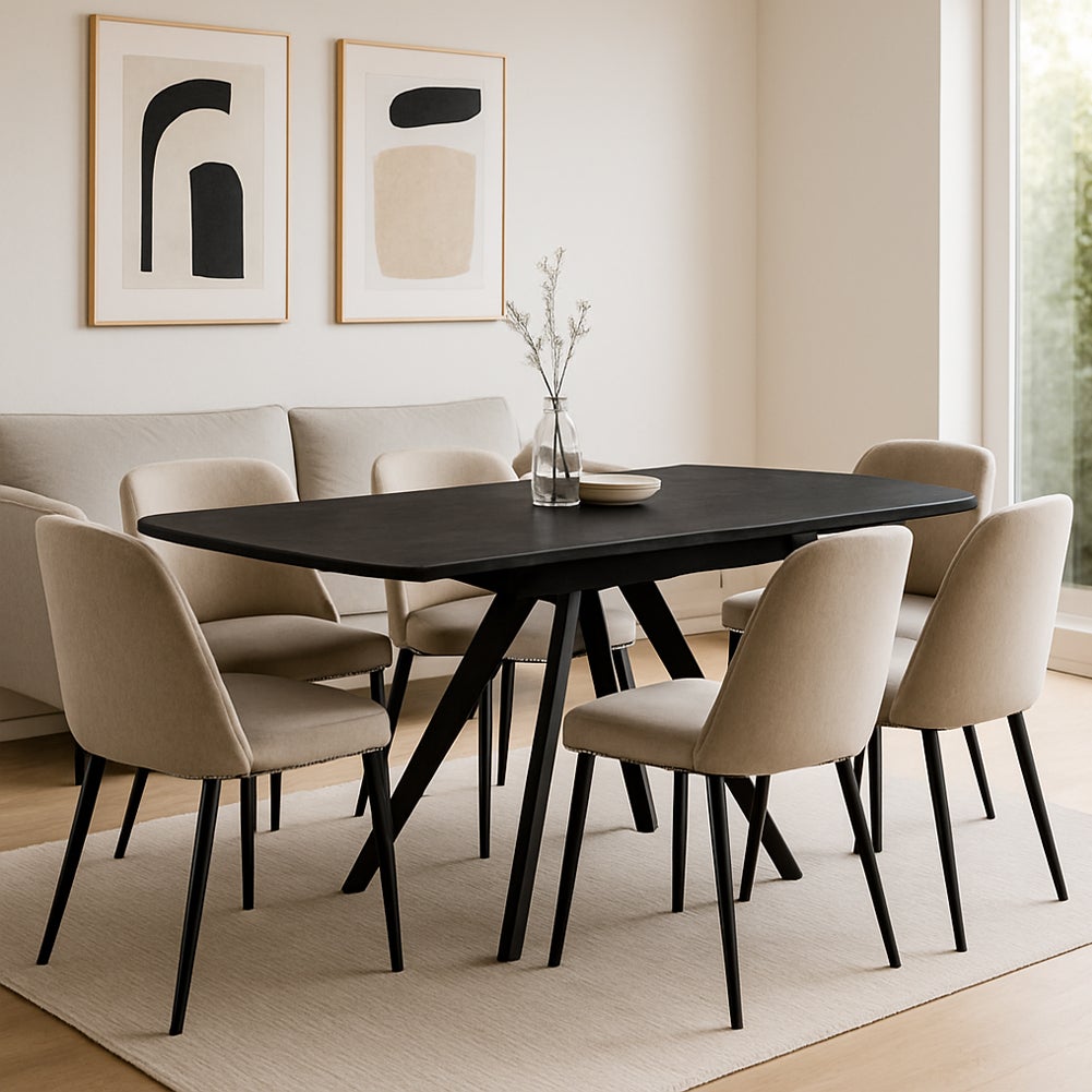 Tavolo Allungabile Rotante Ceramica Effetto Marmo Nero da 6-8 Posti Salvaspazio - 3