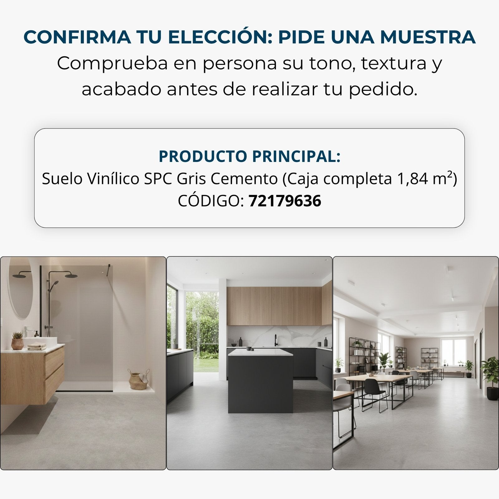 Muestra Suelo vinílico SPC clic Extrem 6mm efecto piedra Gris Cemento ISOVEX - 3