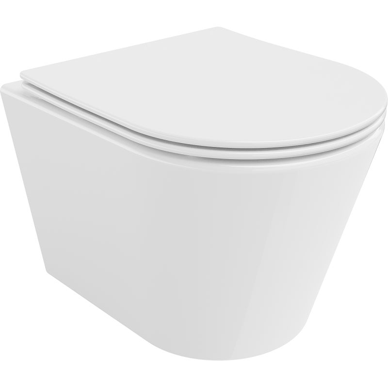 Mexen Rico miska wc Rimless Tornado z deską wolnoopadającą slim, duroplast, biała połysk - 30720400T