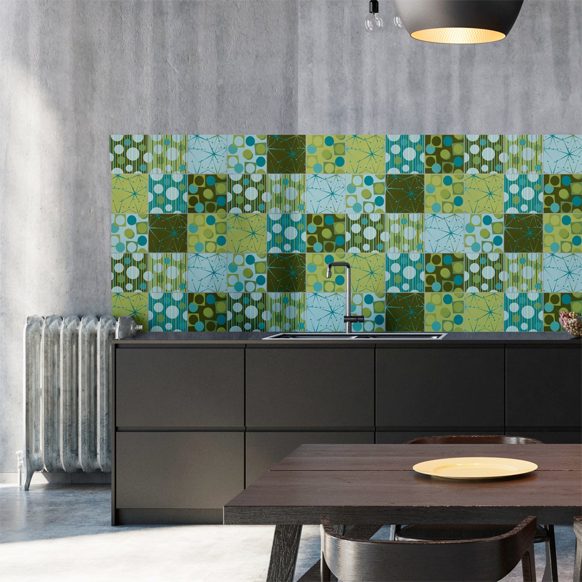 9 adesivi piastrelle di cemento scandinavo fliser - Sticker adesivo - adesivi murali - 9stickers15x15cm - 3