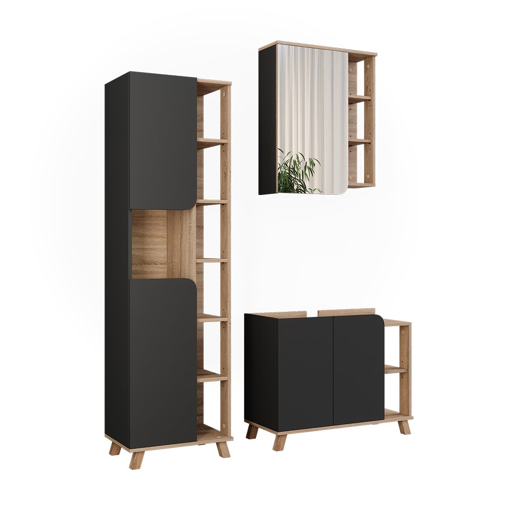 Vicco Zestaw mebli łazienkowych Karen, Sonoma/antracyt, 3 części