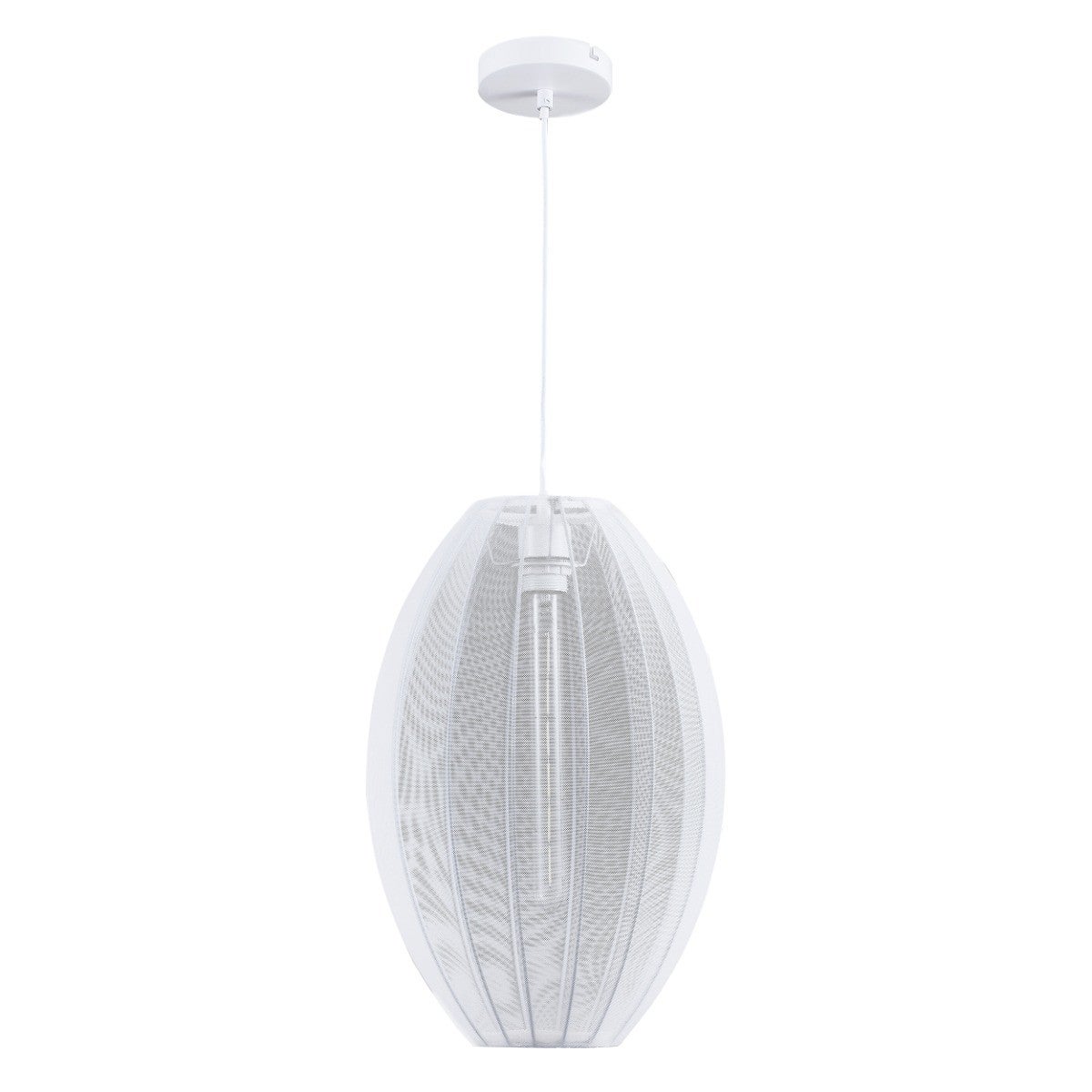 Lampa wisząca Karei biała 1xE27x20W wym: 120 x 30 x 30 cm tkanina Polux