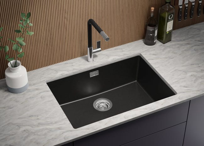 Lavello Cucina Nero Autoportante - 1 Vasca Acciaio Inox, Con Rubinetto E Scolapiatti, Per Interno/esterno - Foto 7