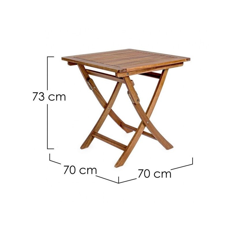 Table de jardin carrée 70 cm en acacia huilé - INES - 7