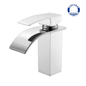 Cecipa max Mitigeur de lavabo en Cascade chrome et vasque robinet lavabo Acier inoxydable Carré,EU Modèle