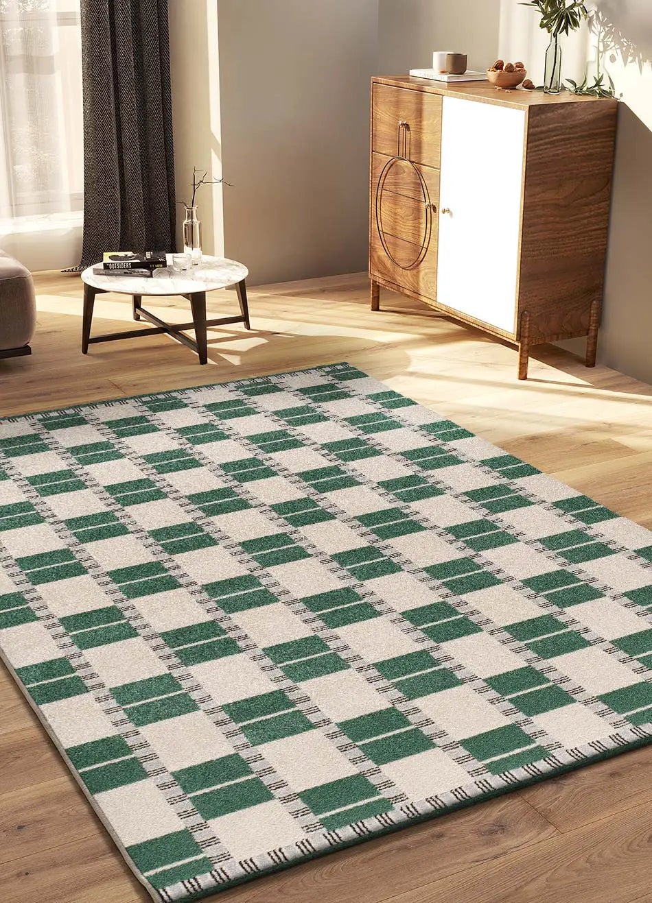 Dywan wewnętrzny prostokątny, zielony / beżowy, 160 x 230 cm, ASTRA geometryczny - ATTICGO