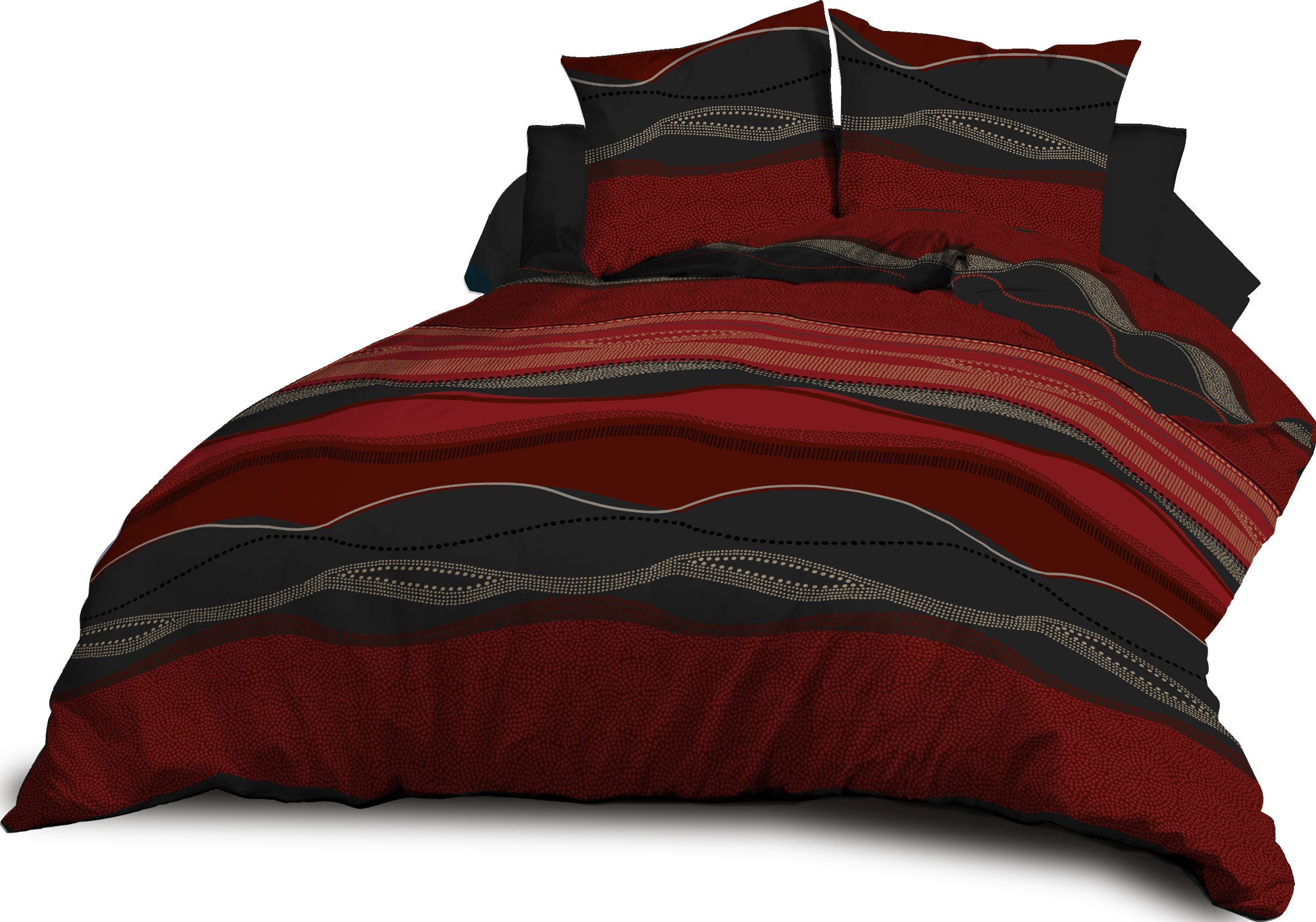 Housse de couette 240x260 + 2 taies - Microfibre - Baltic rouge - 2