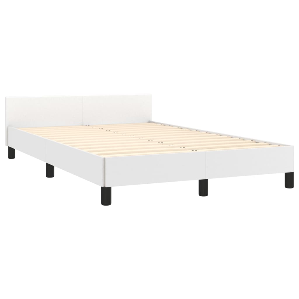 Cadre de lit sans matelas blanc 120 x 190 cm similicuir - 5