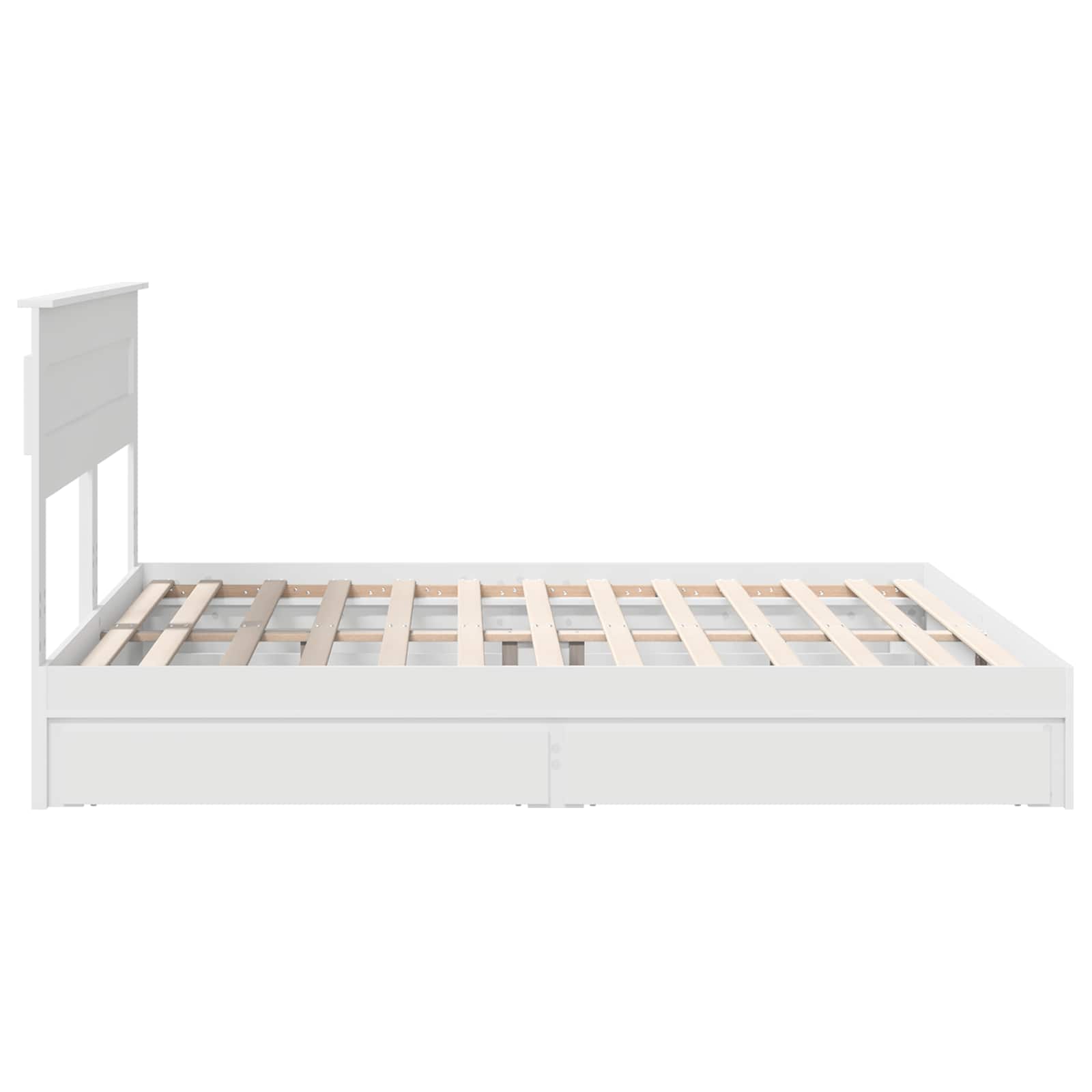 Lit avec rangement, blanc, en panneau de bois, pour la chambre, 180 × 200 cm - 9