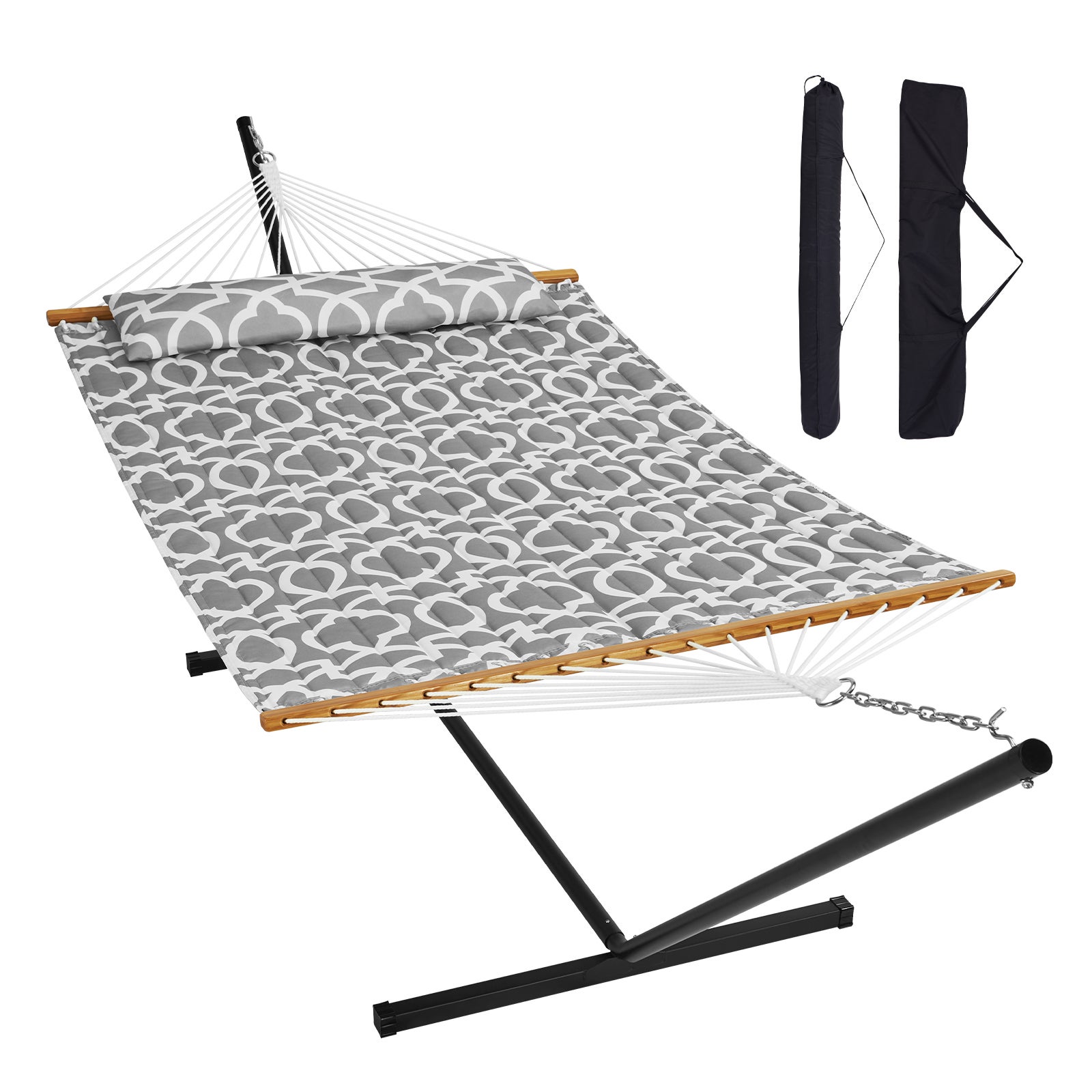VEVOR Hamac Pour Deux Personnes Avec Support, Capacité 217 Kg, Hamac Double Support Acier 12 Pi Et Sac De Transport Portable Et Oreiller Autoportant 91827463