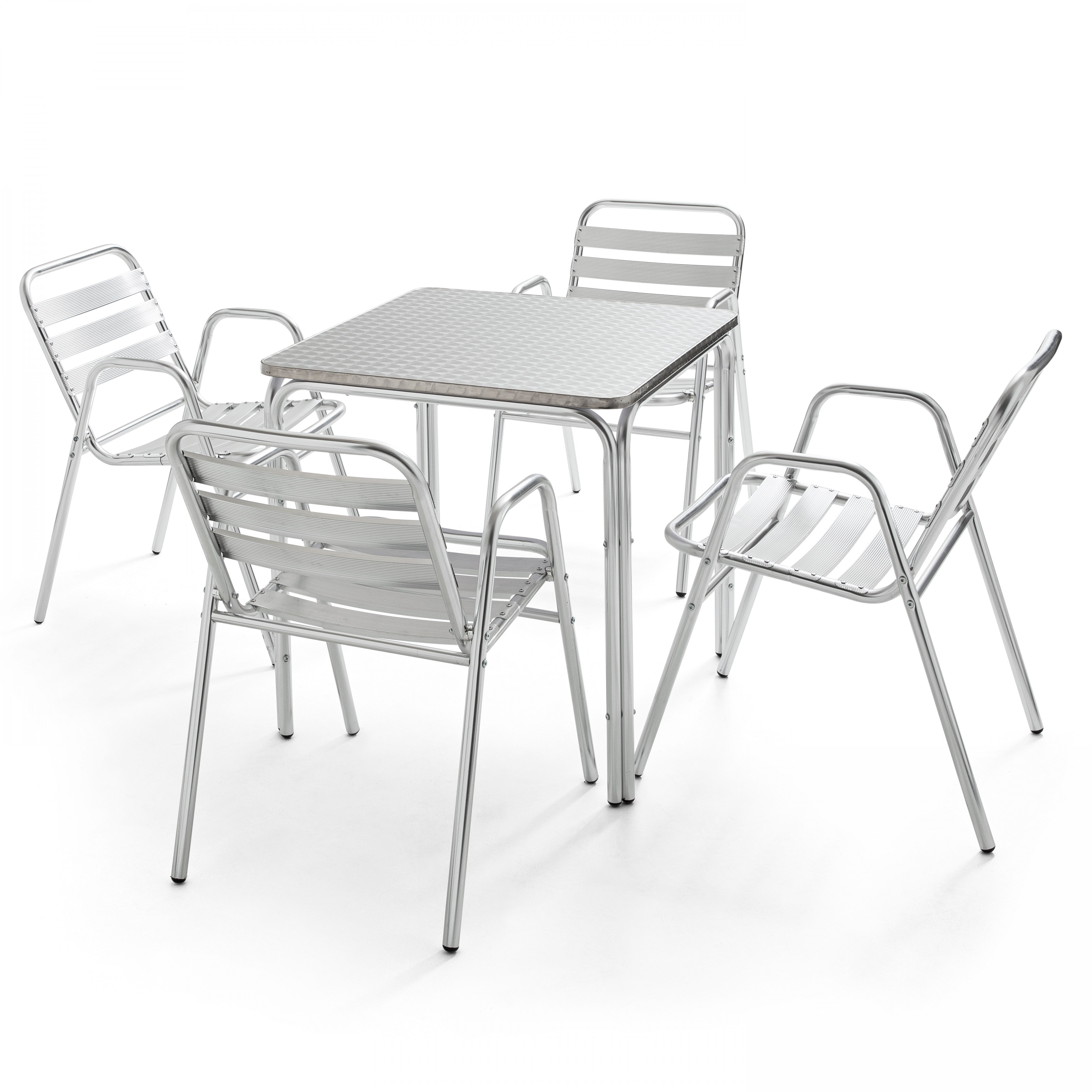 Table à manger de jardin carré en Aluminium Anthracite 4 places - 6