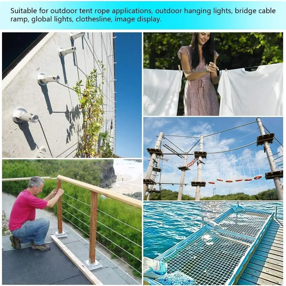 Kit de fixation d'auvent - Kit de matériel de voile d'ombrage avec câble métallique de 30 m - Kit de fixation de voile d'ombrage - 8