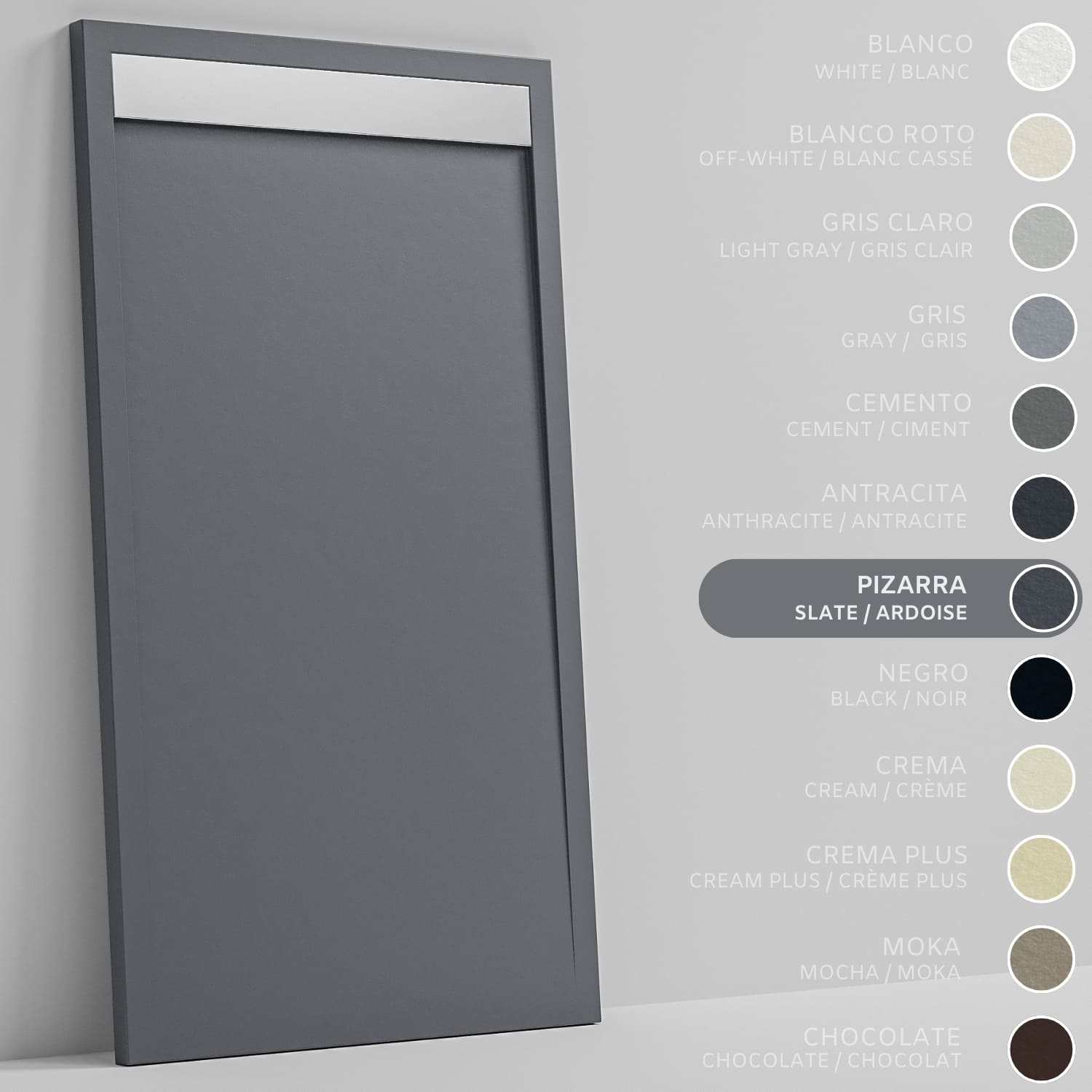 SOULHOME Brodzik prysznicowy– Żywica– Gel Coat– Gładka/Kamienna tekstura – Antypoślizgowy – łupkowy- 140x80- Niski 3cm– Ruszt INOX