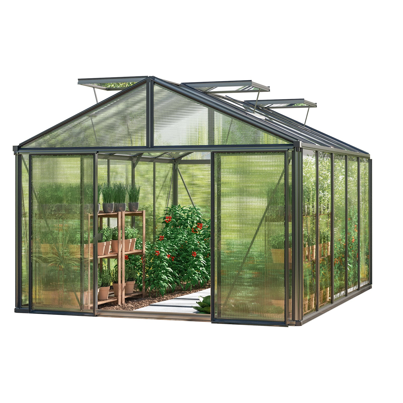 GFP szklarnia Asteria 23 Premium 311x385 cm - grube panele poliwęglanowe ok. 16 mm - kolor: antracytowy