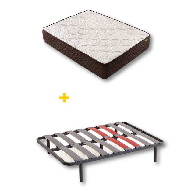 Pack Colchón Descansin + Somier con patas 80x180 | Ideal para Personas con Dolores de Espalda | Alta Firmeza | Silencioso