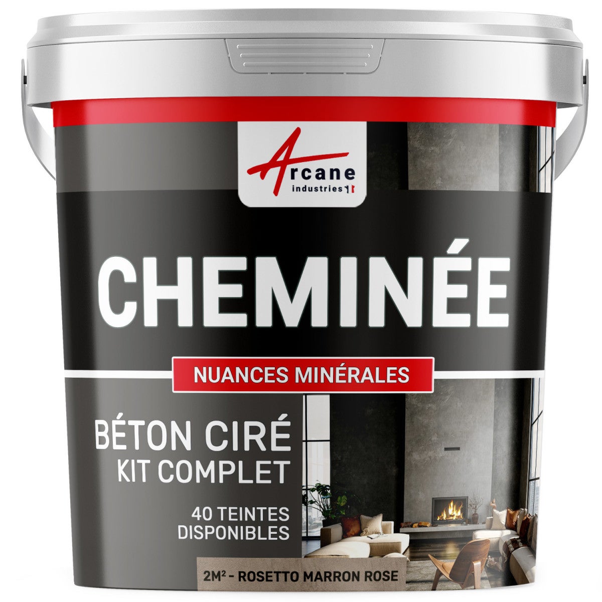 Béton Ciré Cheminée en kit complet Rosetto Marron Rose - 2 m² (en 2 ...