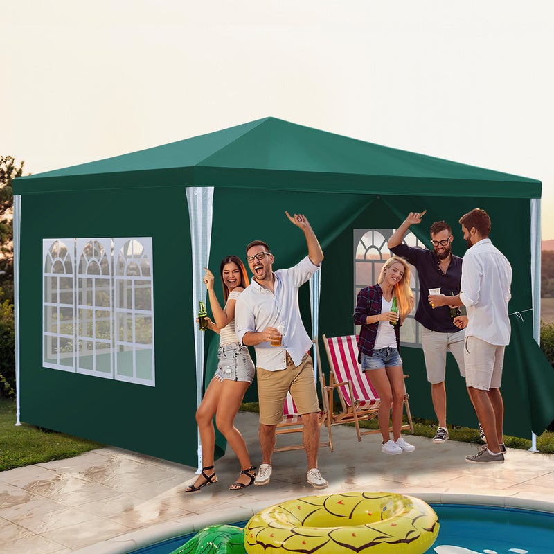Tente Pavillon Étanche Terrasse – Pavillon de terrasse avec fixation, tente de jardin parfaite pour les fêtes 3x3m Vert - 7