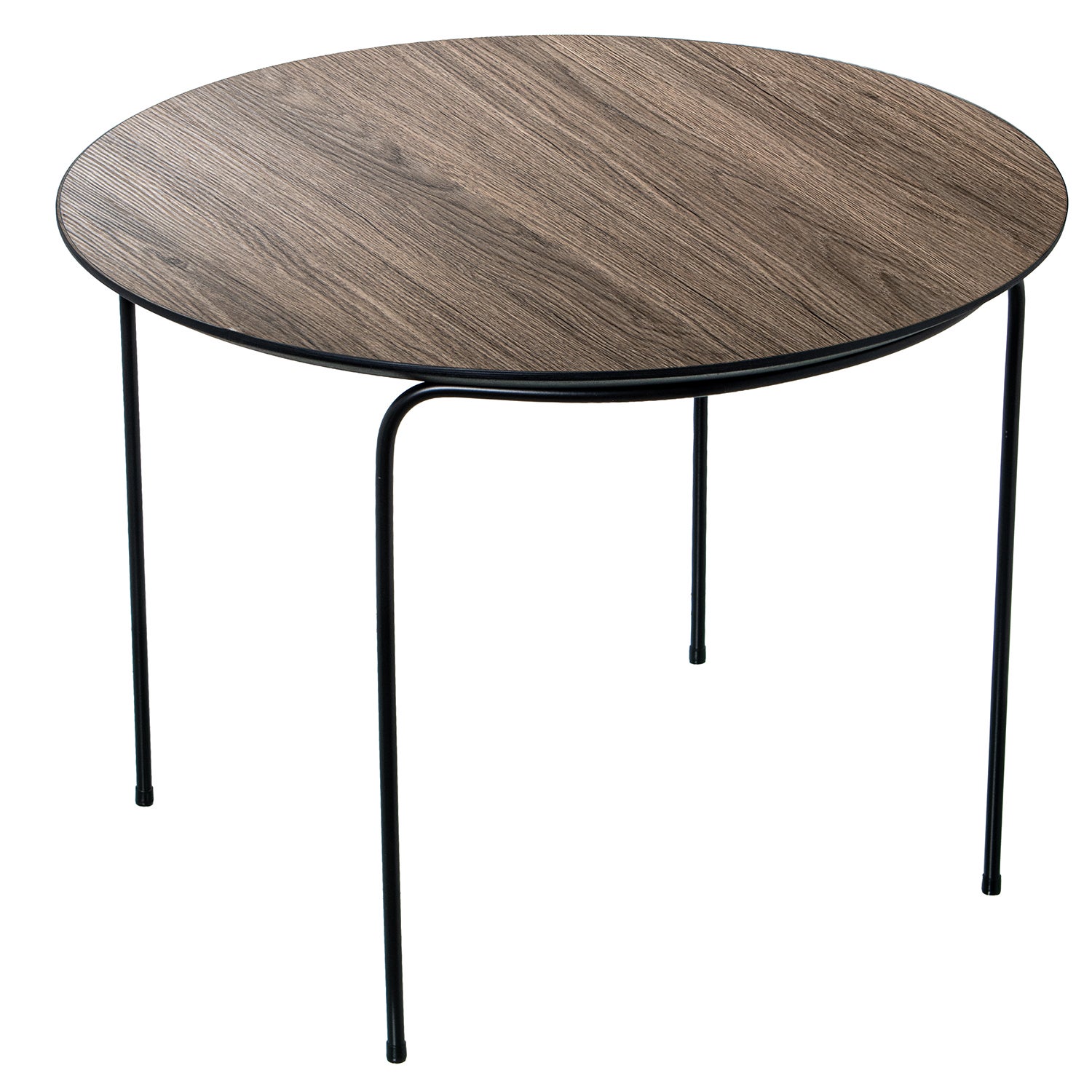 Mesa auxiliar acabado madera patas metal negro