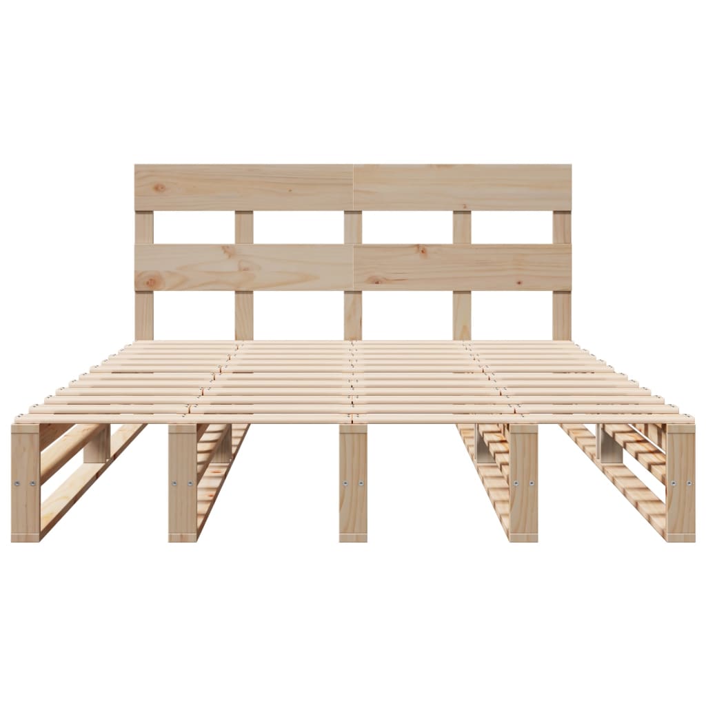 Cadre de lit sans matelas en bois de pin massif pour la chambre, 150 × 200 cm - 6