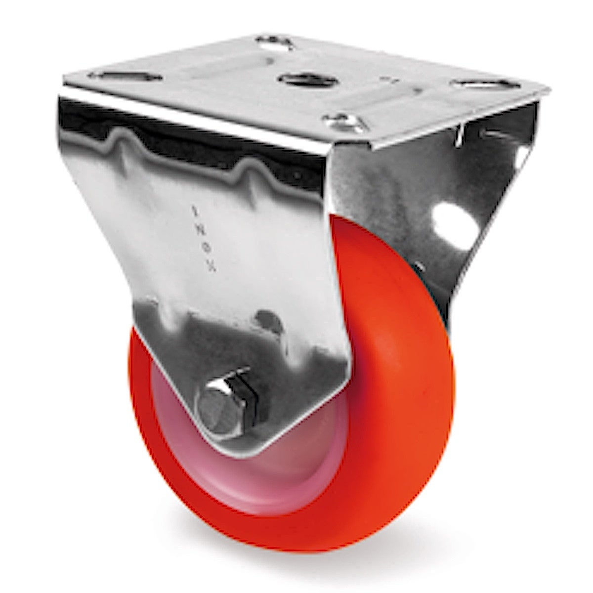 Coin Roulettes Rouge Roulette INOX fixe diamètre 60 mm roue polyuréthane rouge - 70 Kg ...