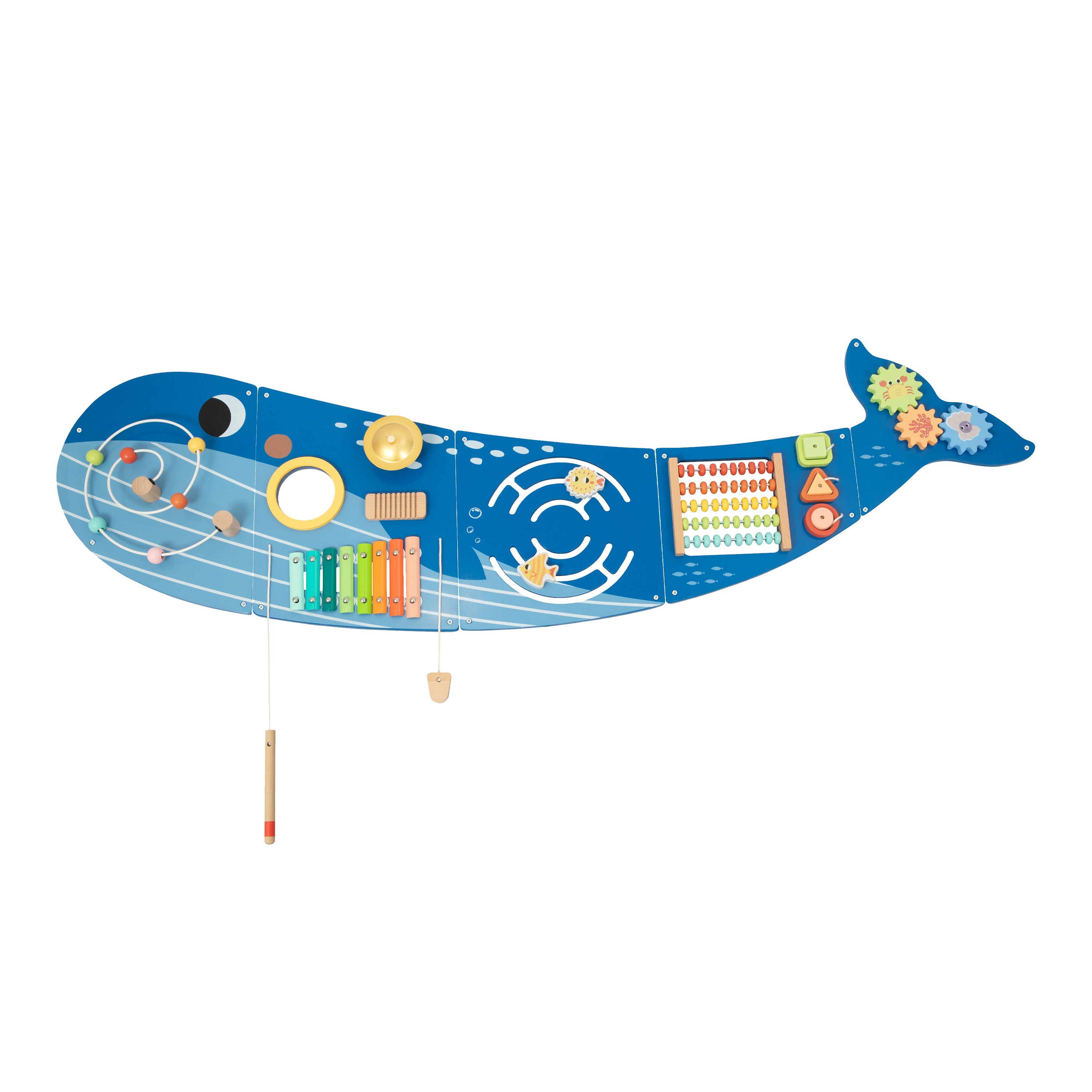 Tooky Toy Mesa de actividades de madera con forma de ballena