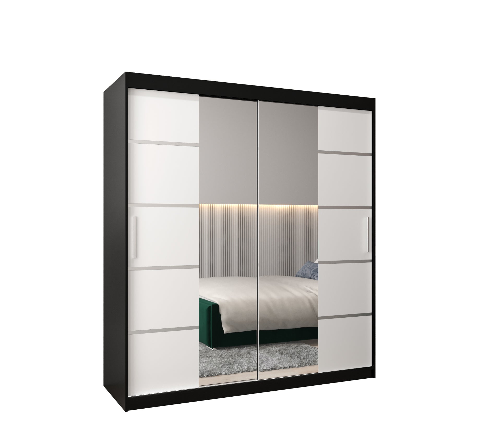 Szafa przesuwna garderoba Verona 4 180 x 62 x 200 cm Czarny + Biały - Abiks Meble
