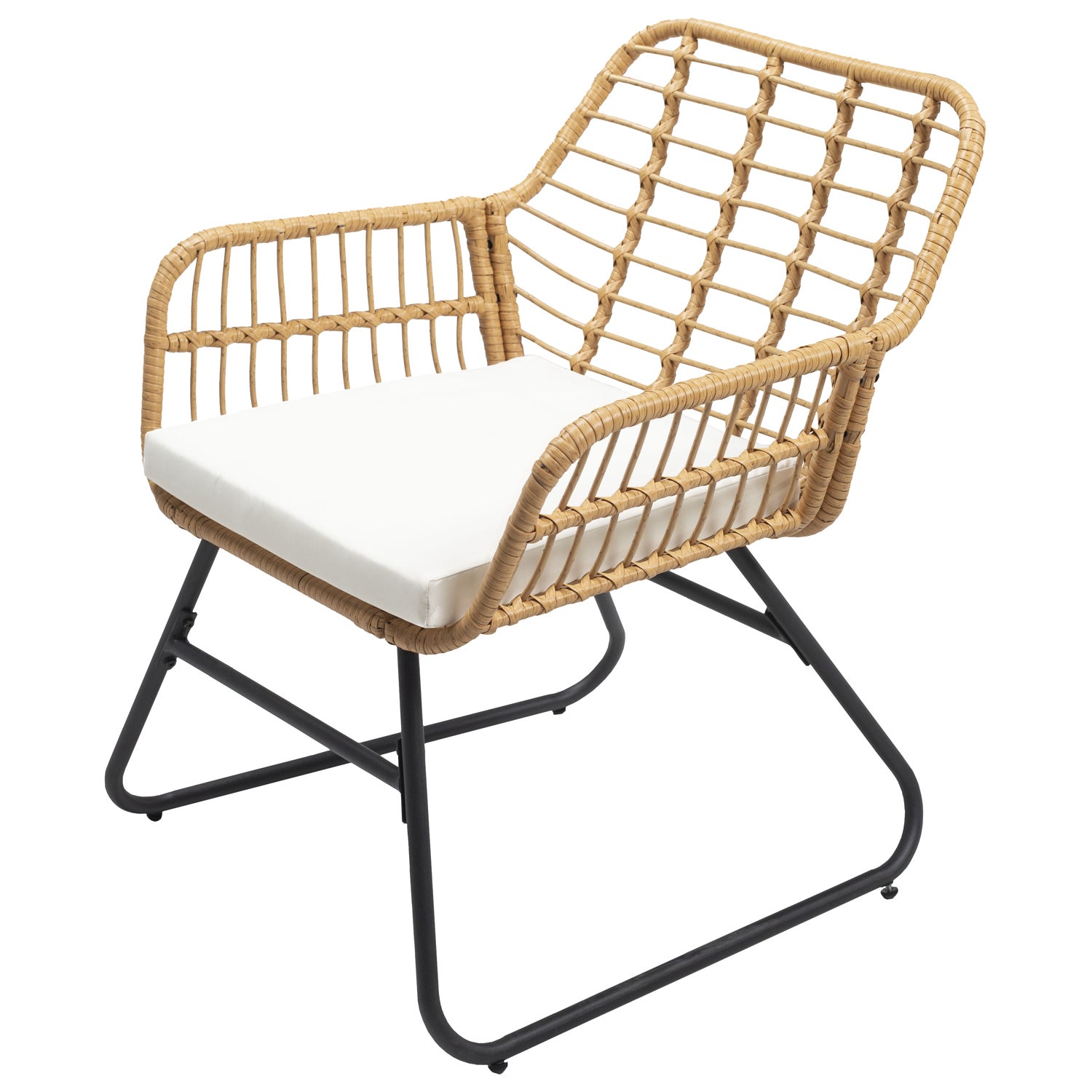 Zestaw mebli ogrodowych TIGA z plecionej żywicy, 4-osobowy - kremowe poduszki - 5