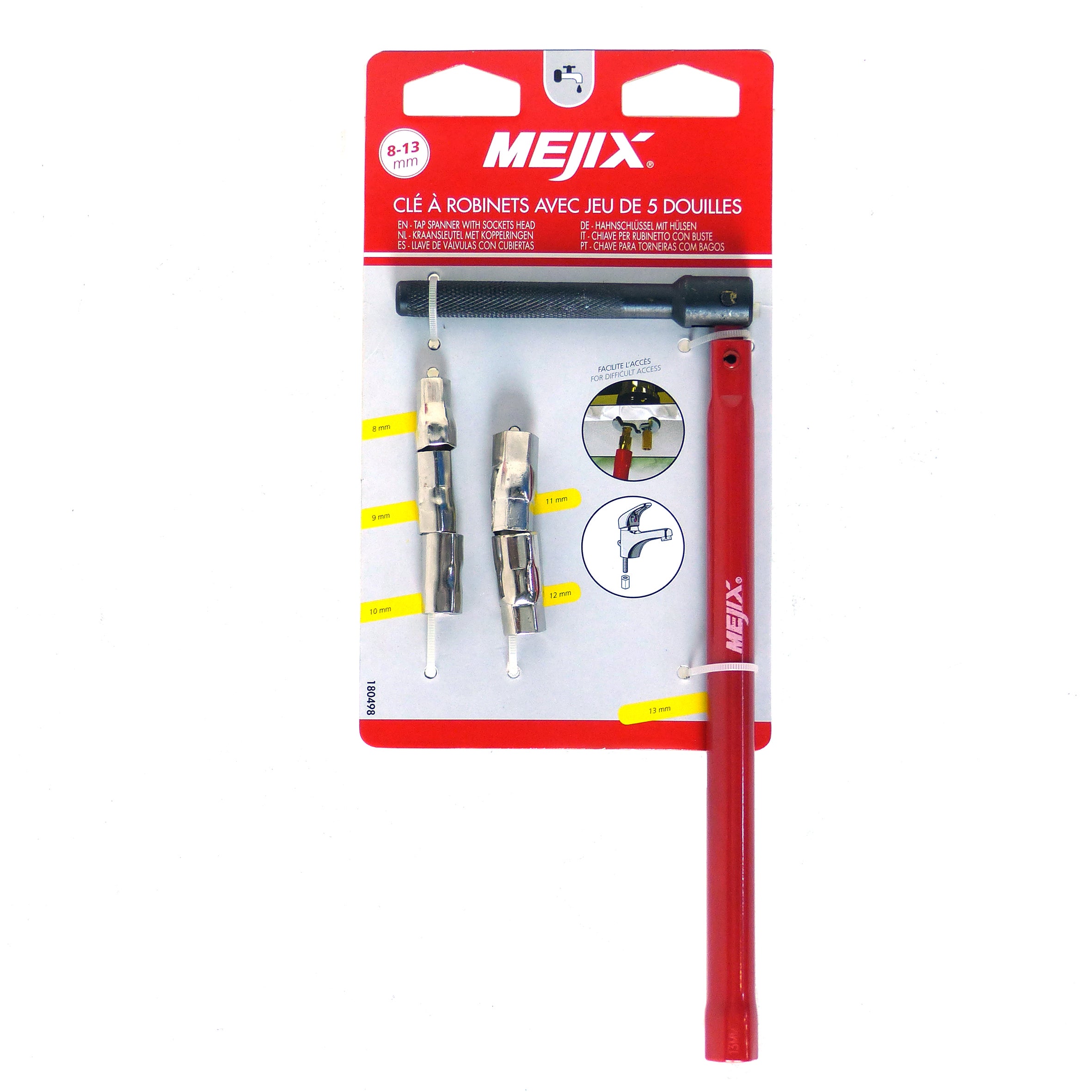 Fartools Clé à Robinet Multifonction 13 Mm + 5 Embouts 8-9-10-11-12 Mm – Outil Indispensable Pour Mitigeurs