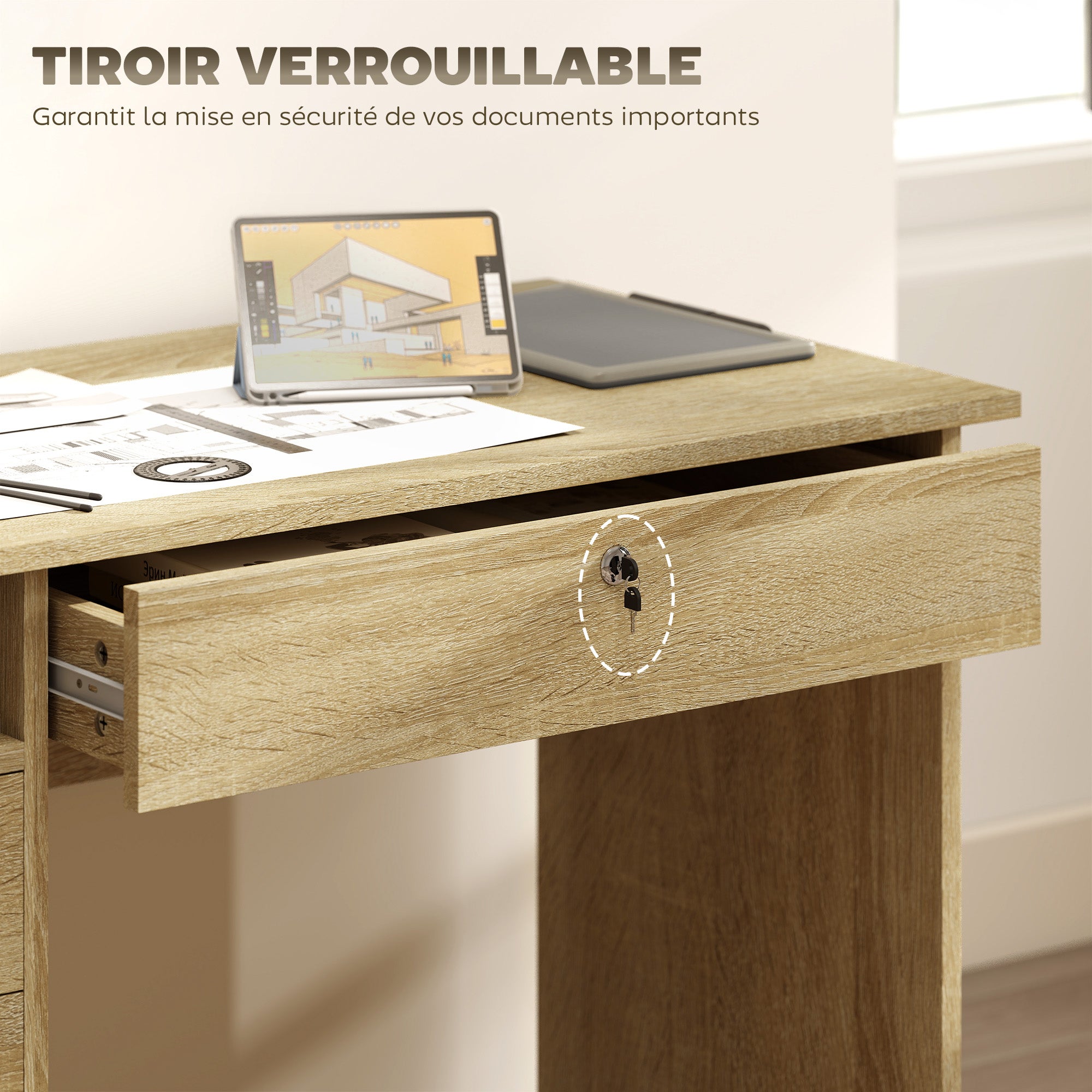 Bureau informatique panneau de particules HOMCOM - 5