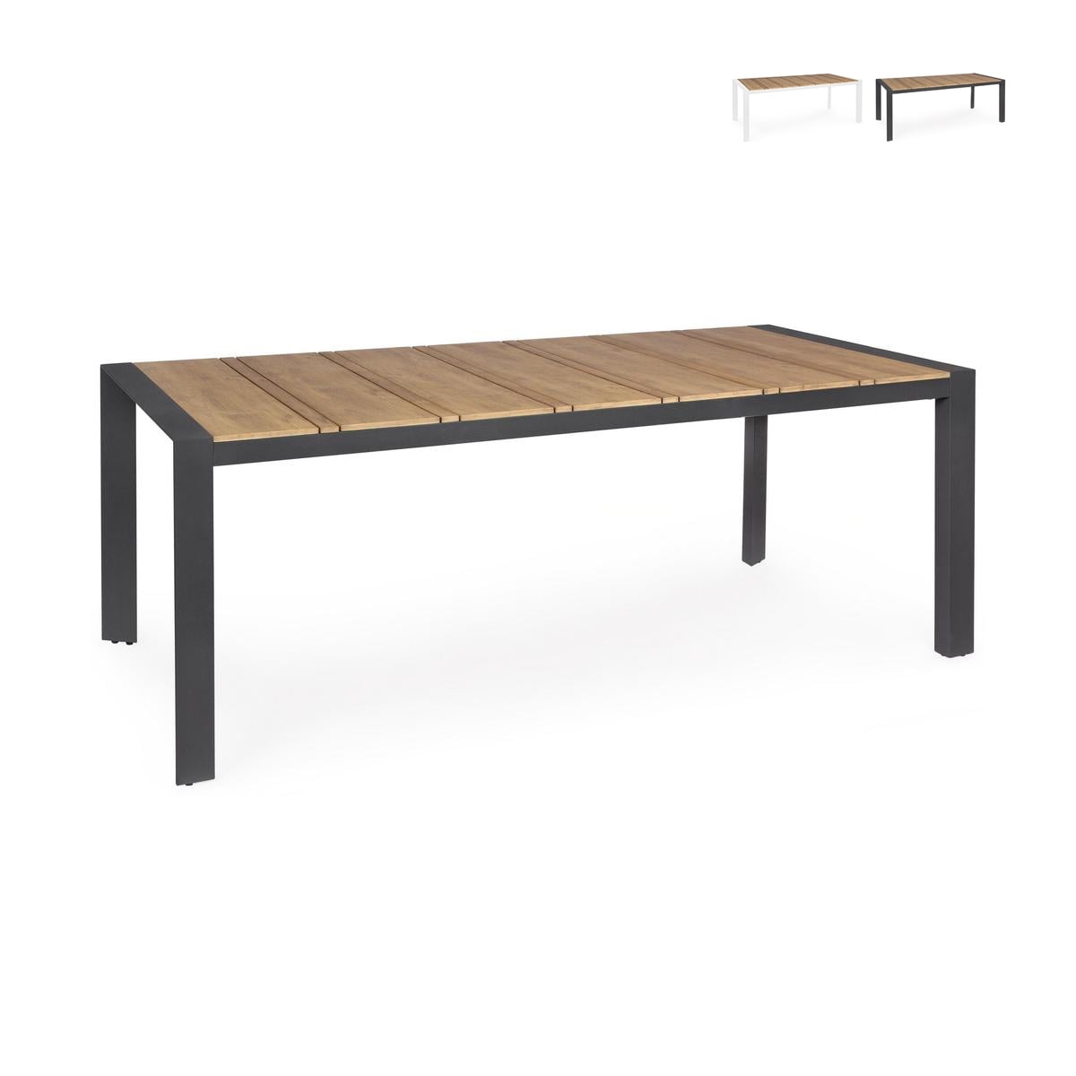Tak, codzienny stÃ³Å‚ ogrodowy ELIAS Teak i Antracyt (198x100x74cm)