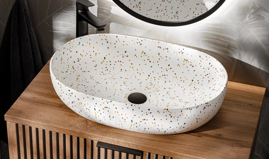 Umywalka nablatowa LILI 60 cm lastryko matowa ceramika owalna